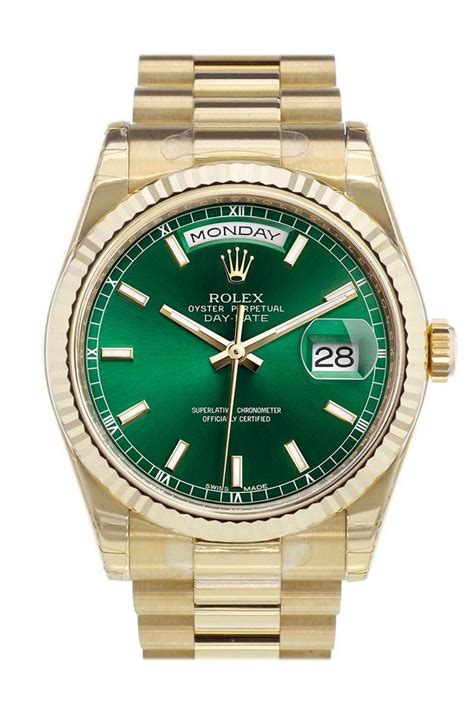 rolex president dial colors|rolex day date gold green.